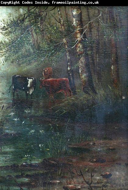 William M. Hanna Woodland View With Cows